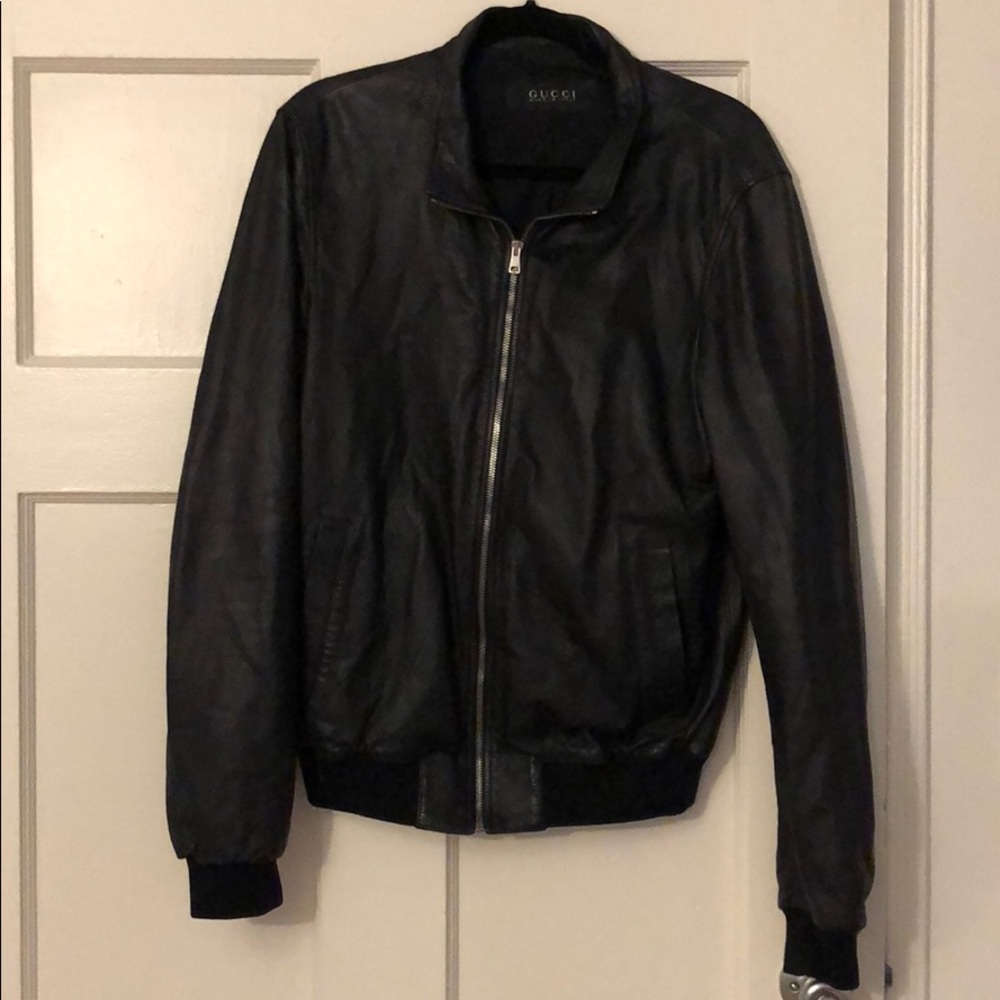 Gucci Men’s Leather Bomber Jacket